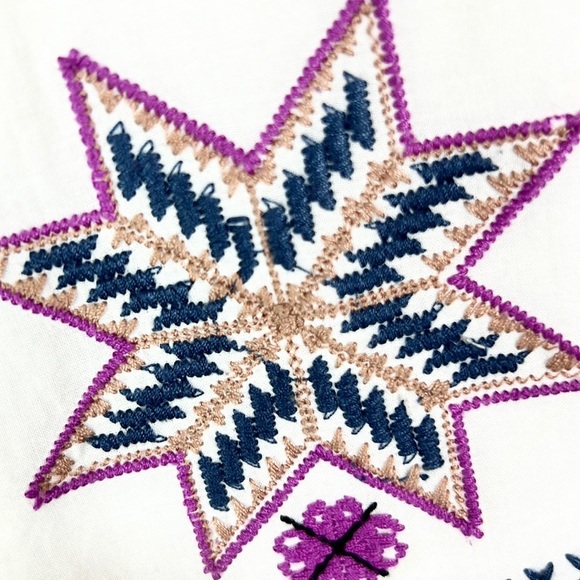 LITTLE WHITE LIES |🧵💗 Cornflower Blue Pink Boho Embroidered Stitch Shift Dress - Picture 10 of 16